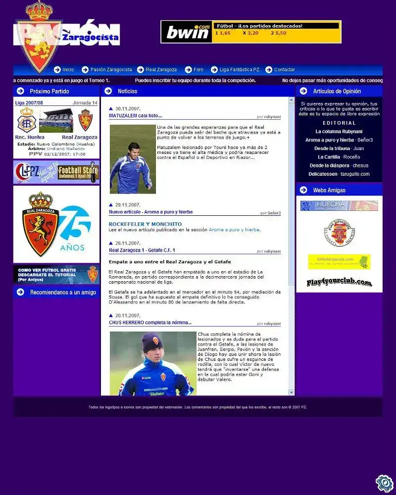 Pasión Zaragocista · 1 DIC 2007
